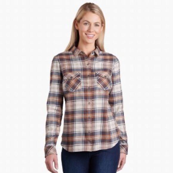 KUHL Tess Flannel Brown Plaid Size Small - Picture 1 of 8